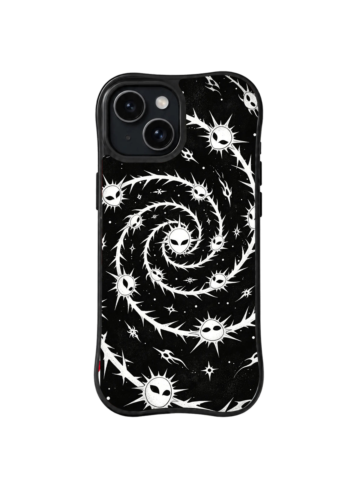 Briar Orbit Sentinels celestial thorn artwork on iPhone 15 Plus case