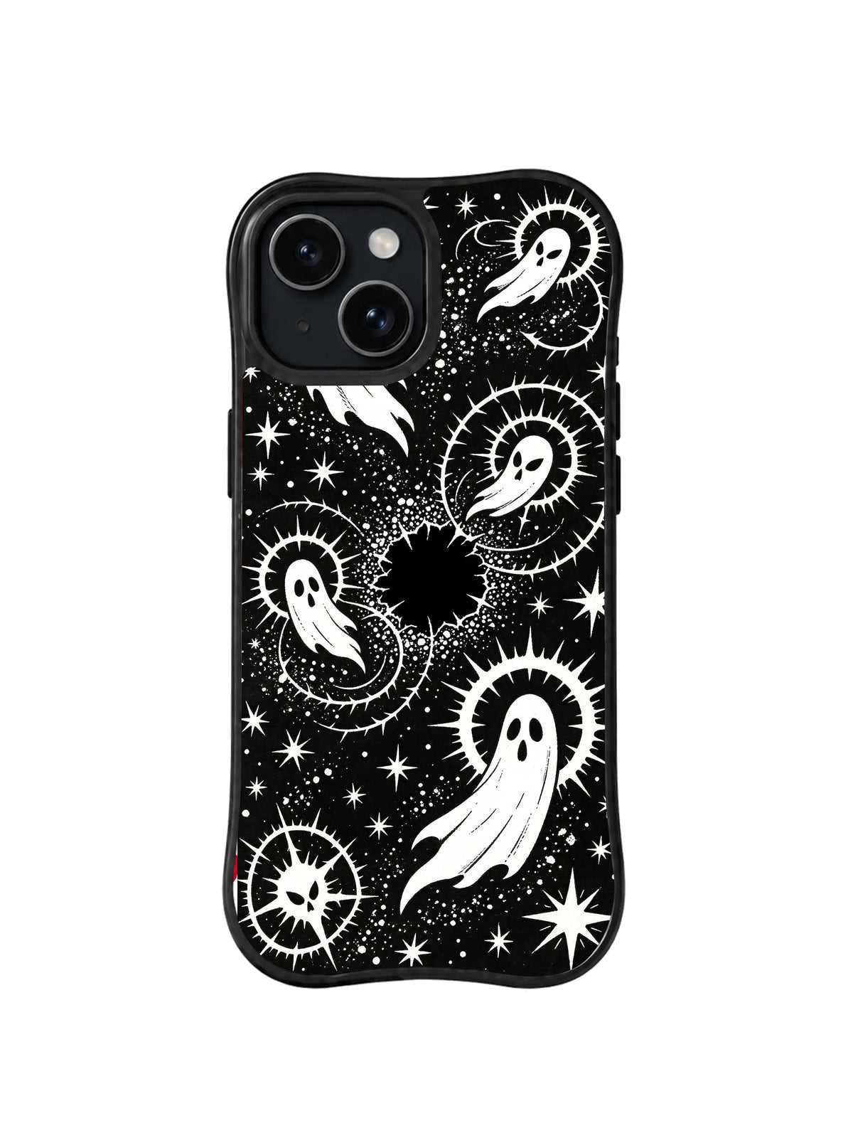 Thorn Halo Nightfall celestial ghost artwork on iPhone 15 Plus case