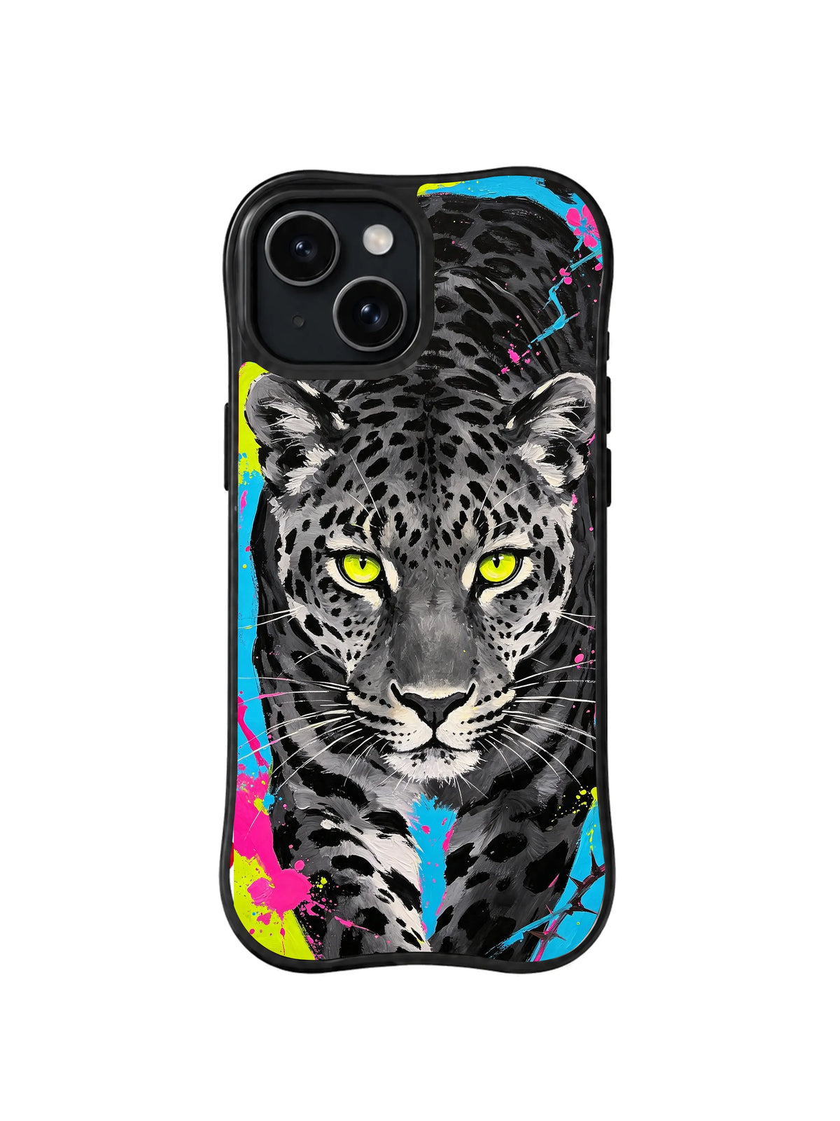 Thorn Leopard Bloom iPhone 15 Plus case in Floral Night Sentinel artwork