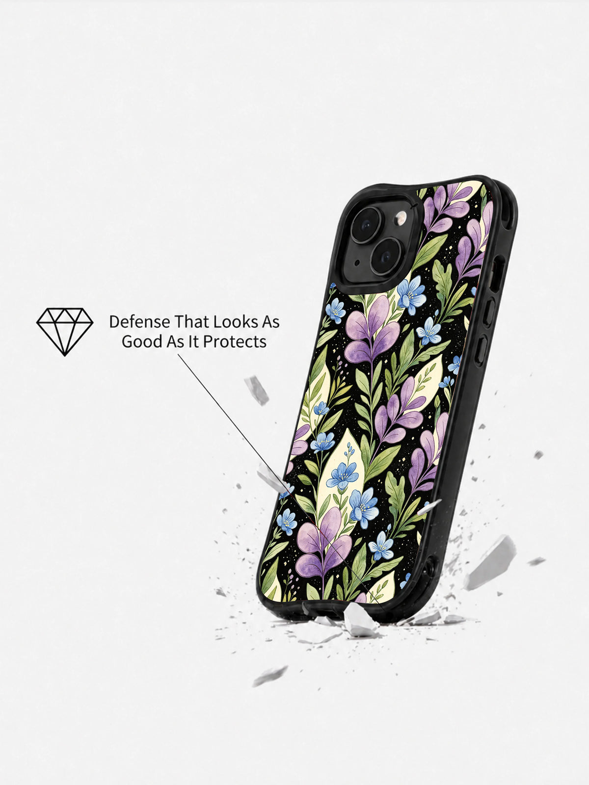 Thornless Night Garden iPhone 15 Plus case side view