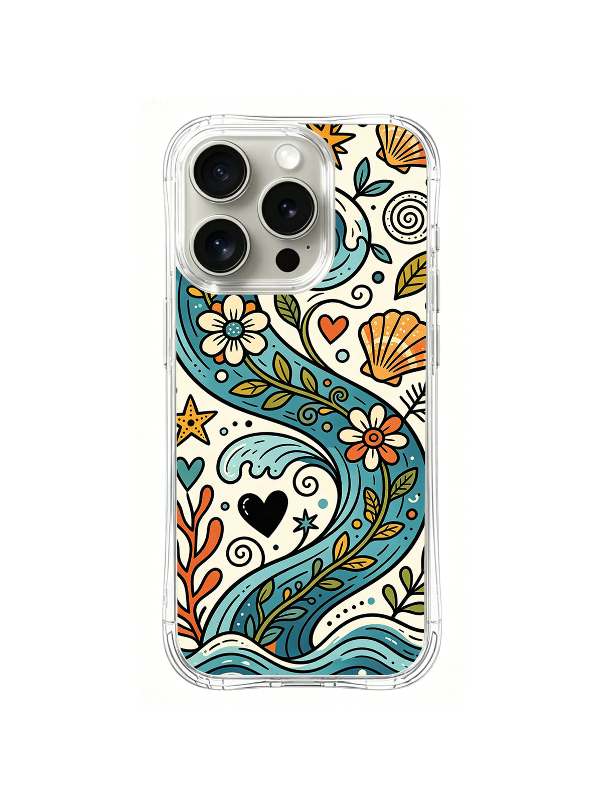 Heart Tide Meadow iPhone 14 Pro case pattern