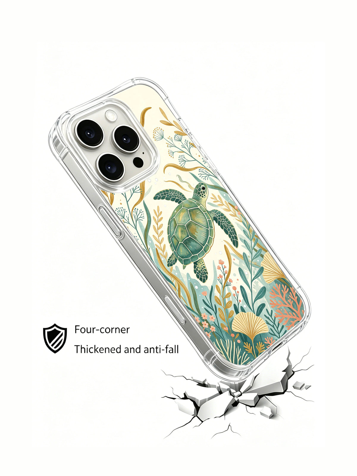 Sea turtle botanical iPhone 15 Pro Max case view 4