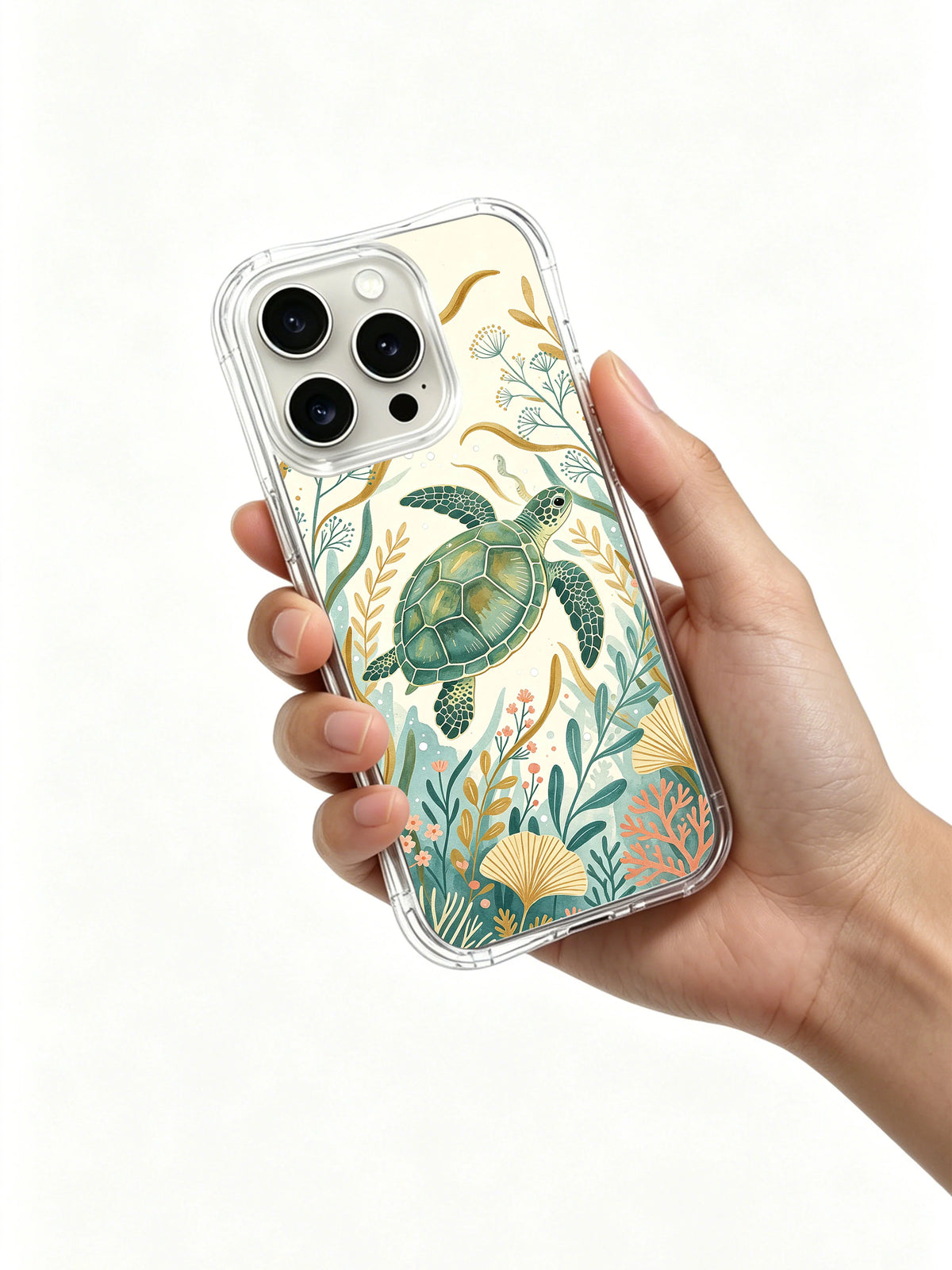Sea turtle botanical iPhone 15 Pro Max case view 5