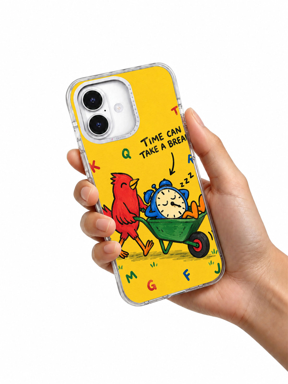 Time Can Take a Break iPhone 16 case in hand