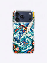 Ribbon Breach Celebration whale artwork on an iPhone 17 Pro Max case