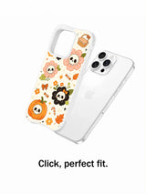 Tiny Skeleton Flower Picnic iPhone 14 Pro case front and clear back views