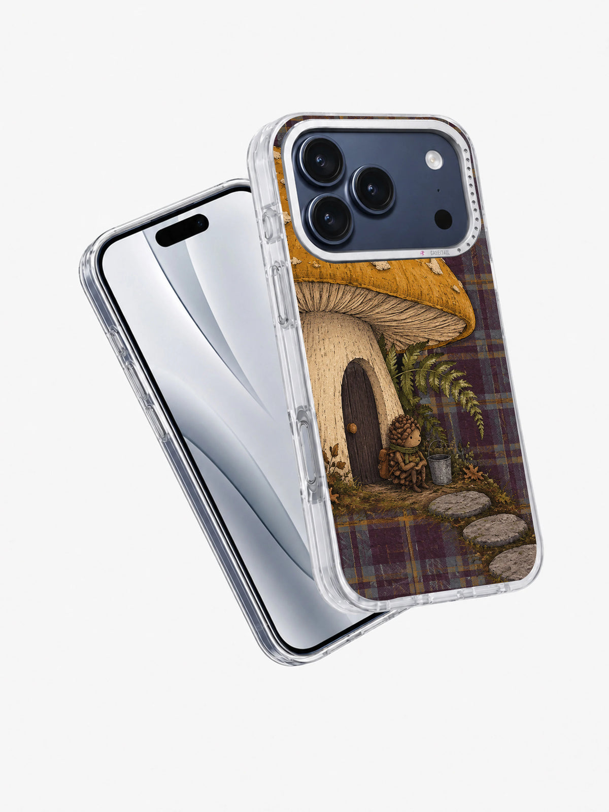 The Toadstool Waiting Room iPhone 17 Pro case angled view