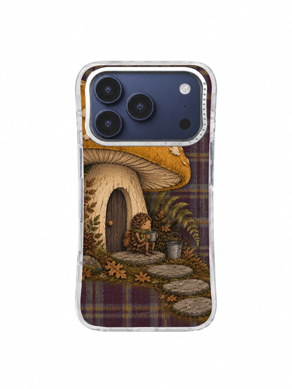 The Toadstool Waiting Room pinecone traveler iPhone 17 Pro case, pattern two