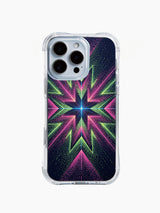 iPhone 14 Pro Max case with pink and green stippled arrow pattern