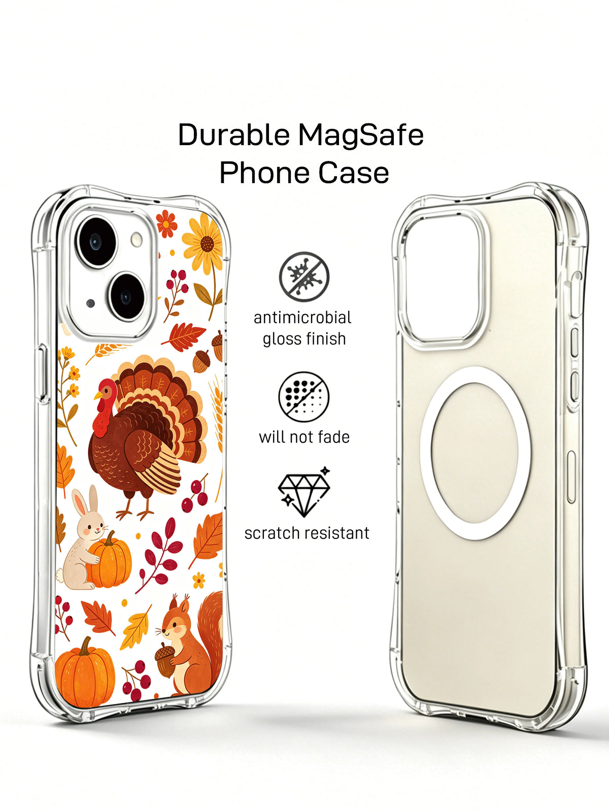 Turkey Blossom Gathering: Decorated case beside a plain rear case and promotional icons.