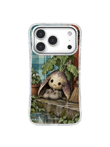 Purple-shouldered turnip on aqua plaid iPhone 17 Pro case pattern three