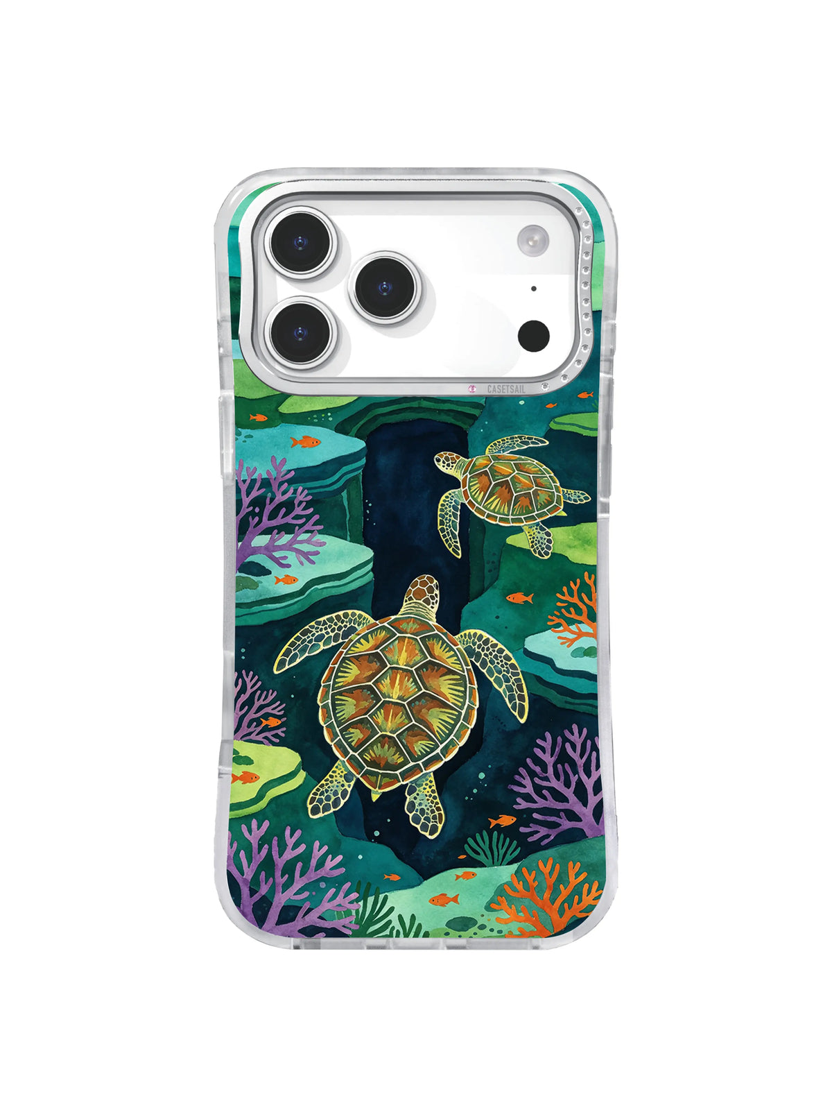 Twin Turtle Confluence emerald ocean art iPhone case