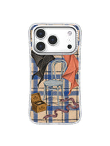 Two Handkerchiefs Learn to Waltz artwork shown on an iPhone 17 Pro clear case front view