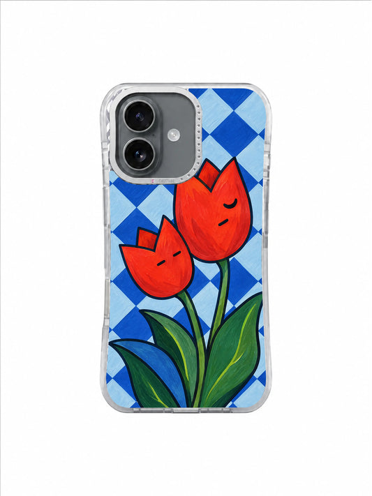 Spring Duet Tulips pattern on an iPhone 17 case by Marnie Bellwick