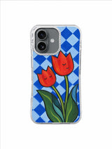Ice Blue Tulip Rhythm pattern on an iPhone 17 case by Marnie Bellwick