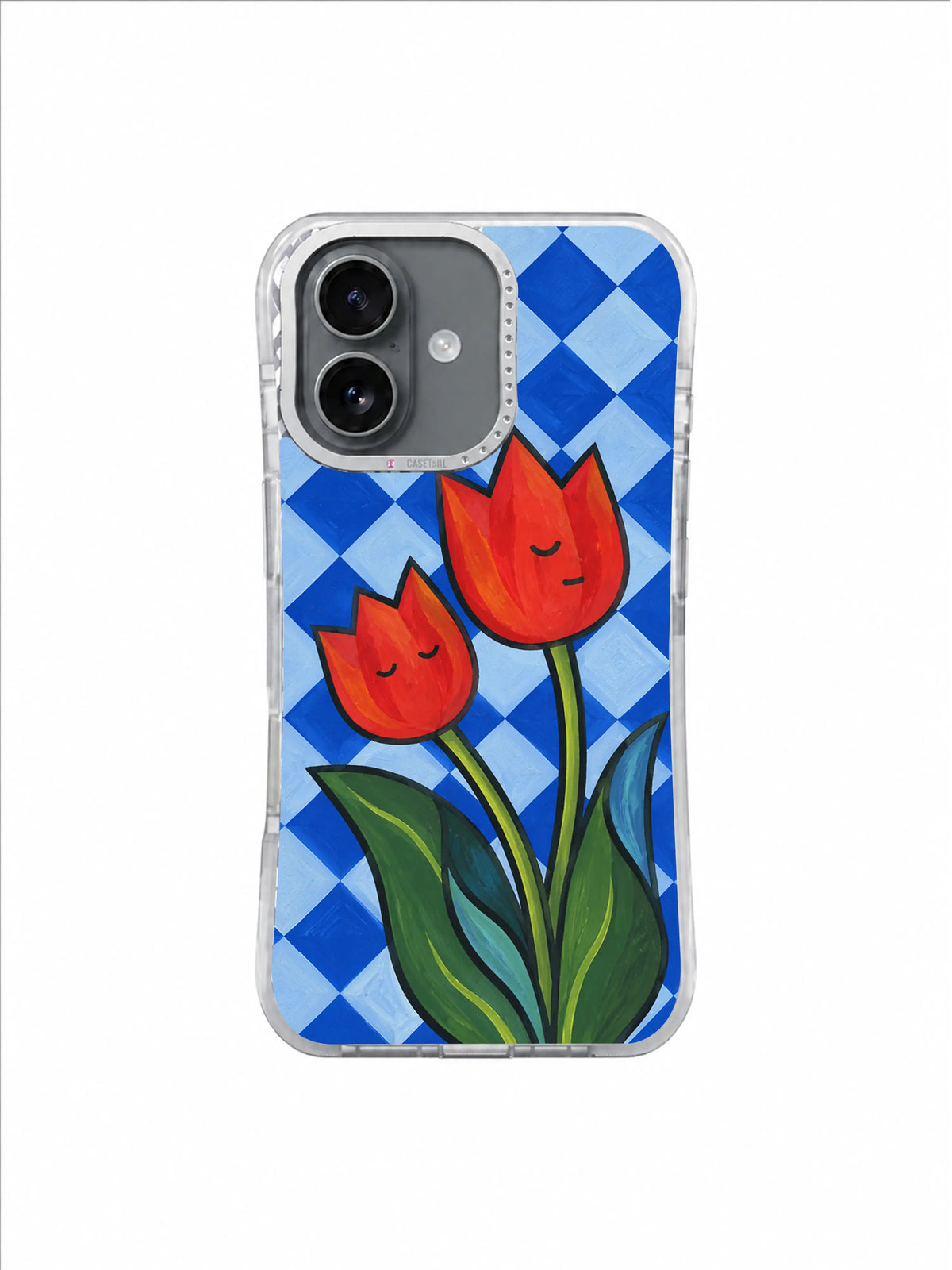 Ice Blue Tulip Rhythm pattern on an iPhone 17 case by Marnie Bellwick