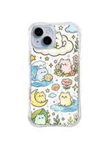 Moonlit Ocean Cat Universe: Pastel kediler yıldızlar ve çiçekler arasında aylar, bulutlar, kabuklar ve dalgalarda süzülür.
