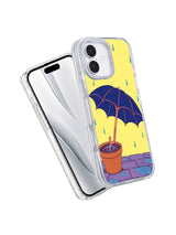 Angled front and back view of The Umbrella That Grew Roots iPhone 17 case