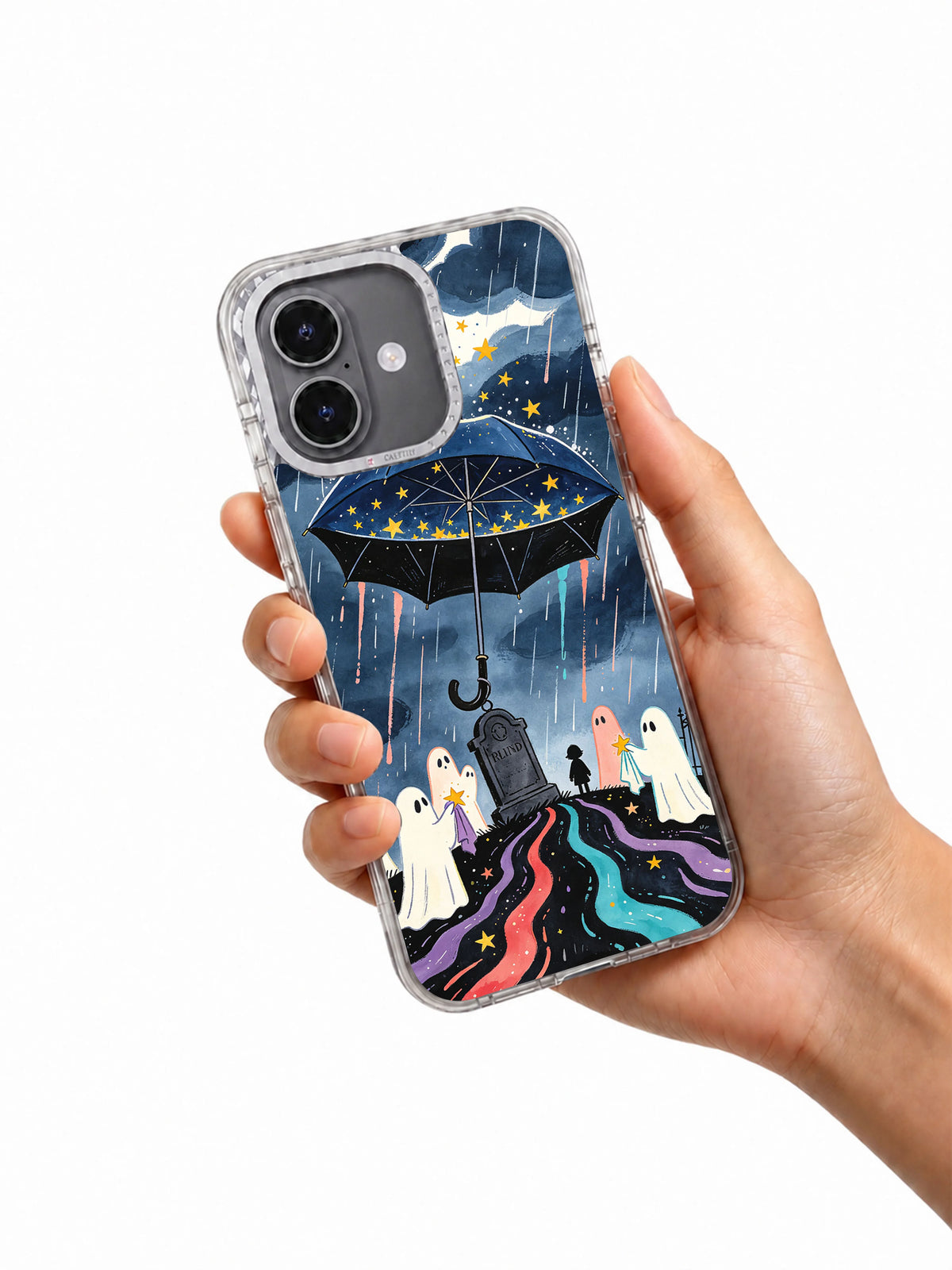 Umbrella of Small Courage iPhone 17 Case held in hand