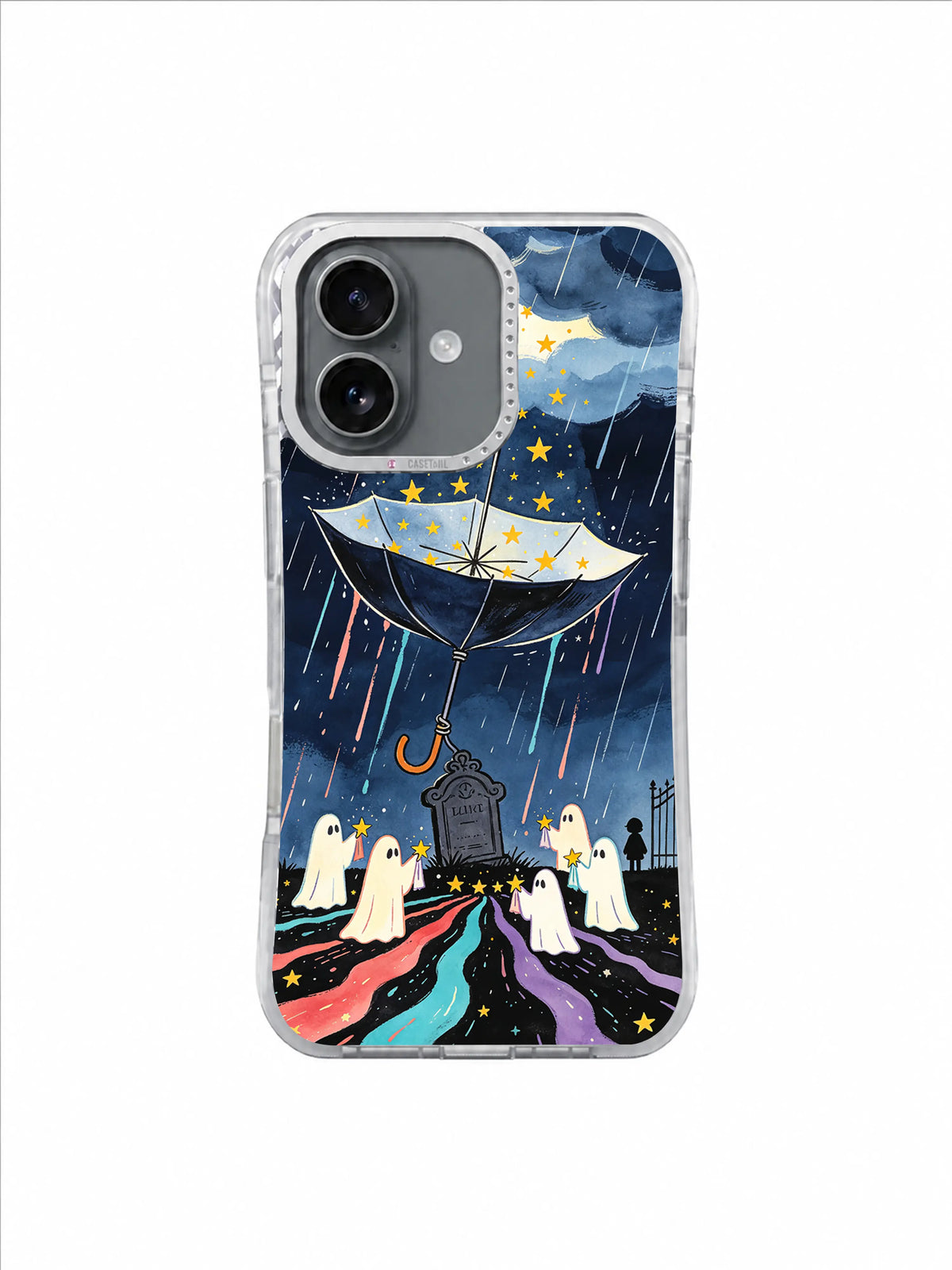 Star Catcher Canopy artwork on Umbrella of Small Courage iPhone 17 Case
