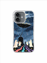 Rainbow Rain Courage Trail artwork on Umbrella of Small Courage iPhone 17 Case