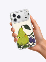 Hand holding the green pear orchard iPhone case