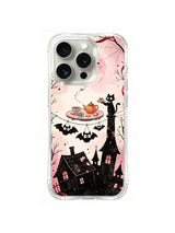 The Upside-Down Bat Tea Party iPhone 13 Pro case – Chimney Tea Service pattern by Vesper Rosethorn