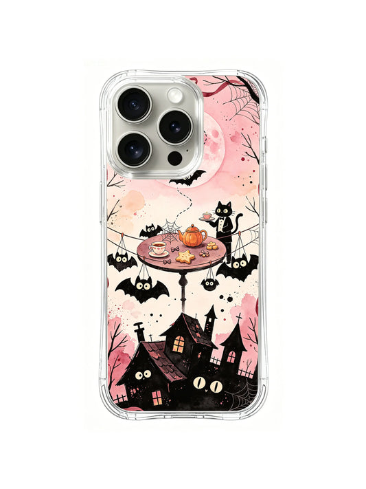 The Upside-Down Bat Tea Party iPhone 13 Pro case – Moonlit Bat Banquet pattern by Vesper Rosethorn