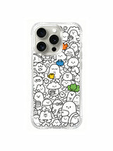 Urban blob creature morning rush hand sketch iPhone 15 pro Case, US-made durable phone casing crafted at PhoneCasing factory, trending wearable fine art phone cover.