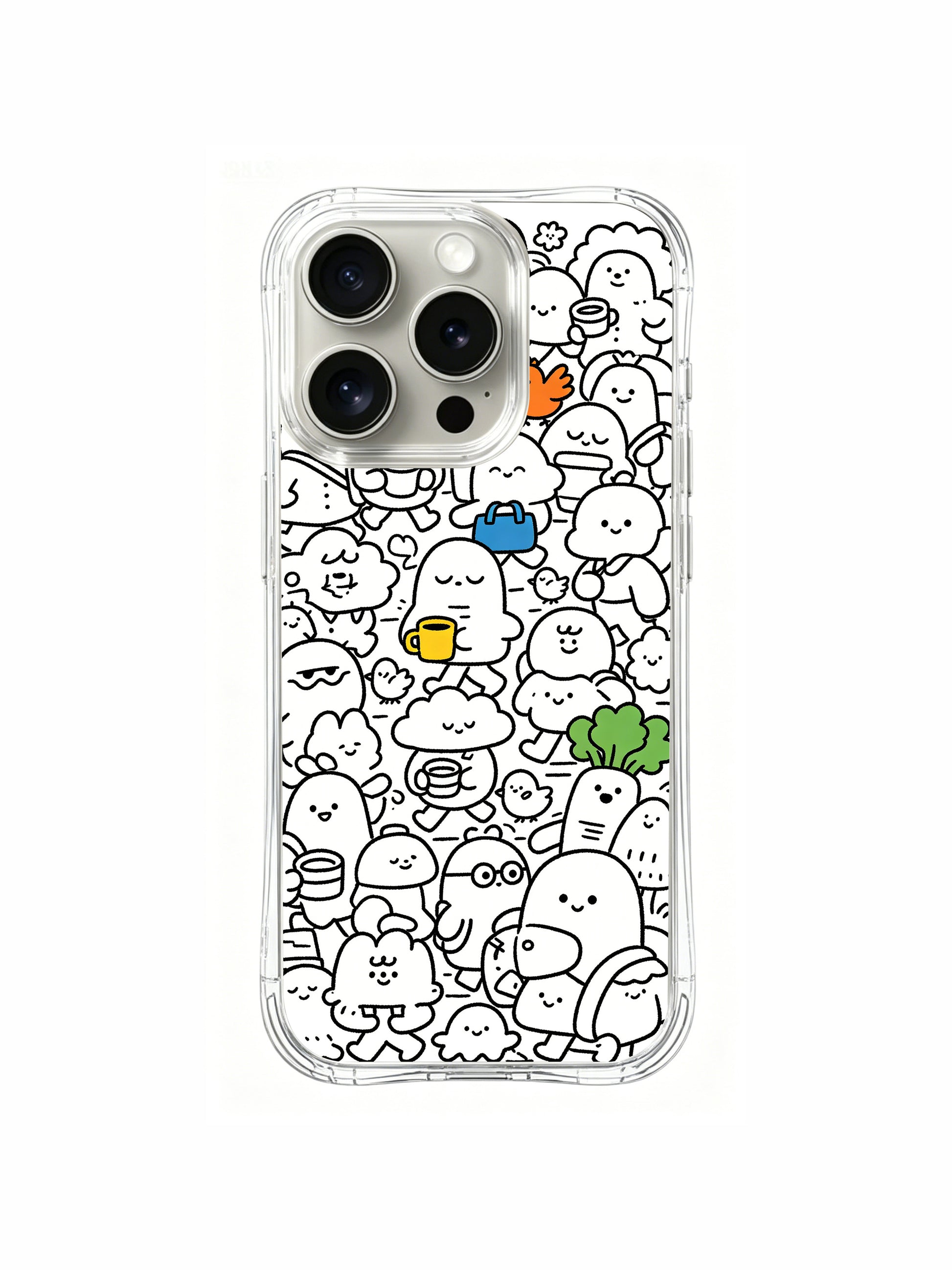 Urban blob creature morning rush hand sketch iPhone 15 pro Case, US-made durable phone casing crafted at PhoneCasing factory, trending wearable fine art phone cover.