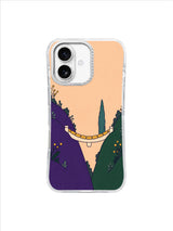 Apricot Horizon Footbridge artwork on an iPhone 17 case by Mila Vardon