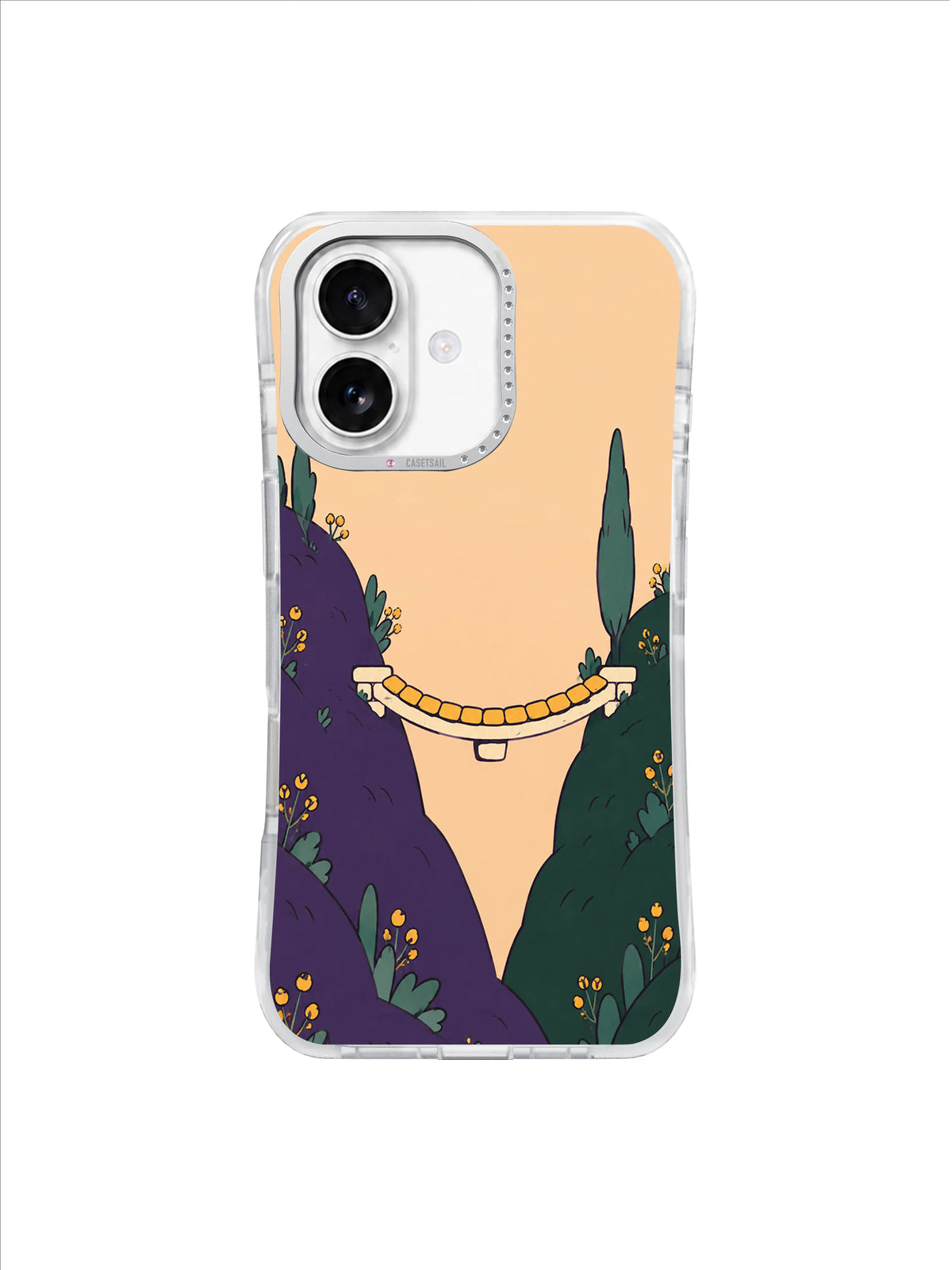 Golden Stepping-Stone Valley artwork on an iPhone 17 case by Mila Vardon