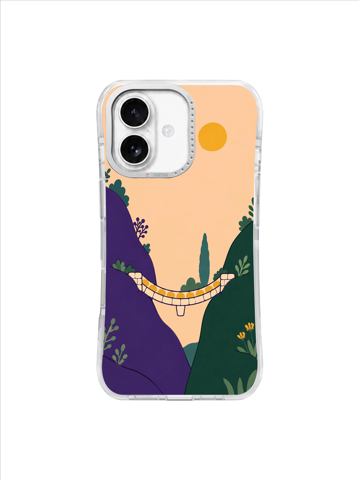 Sunlit Valley Smile artwork on an iPhone 17 case by Mila Vardon