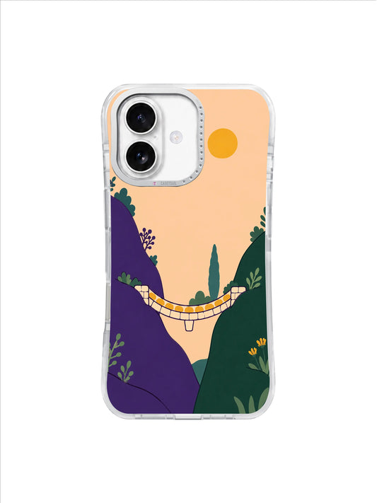 Sunlit Valley Smile artwork on an iPhone 17 case by Mila Vardon