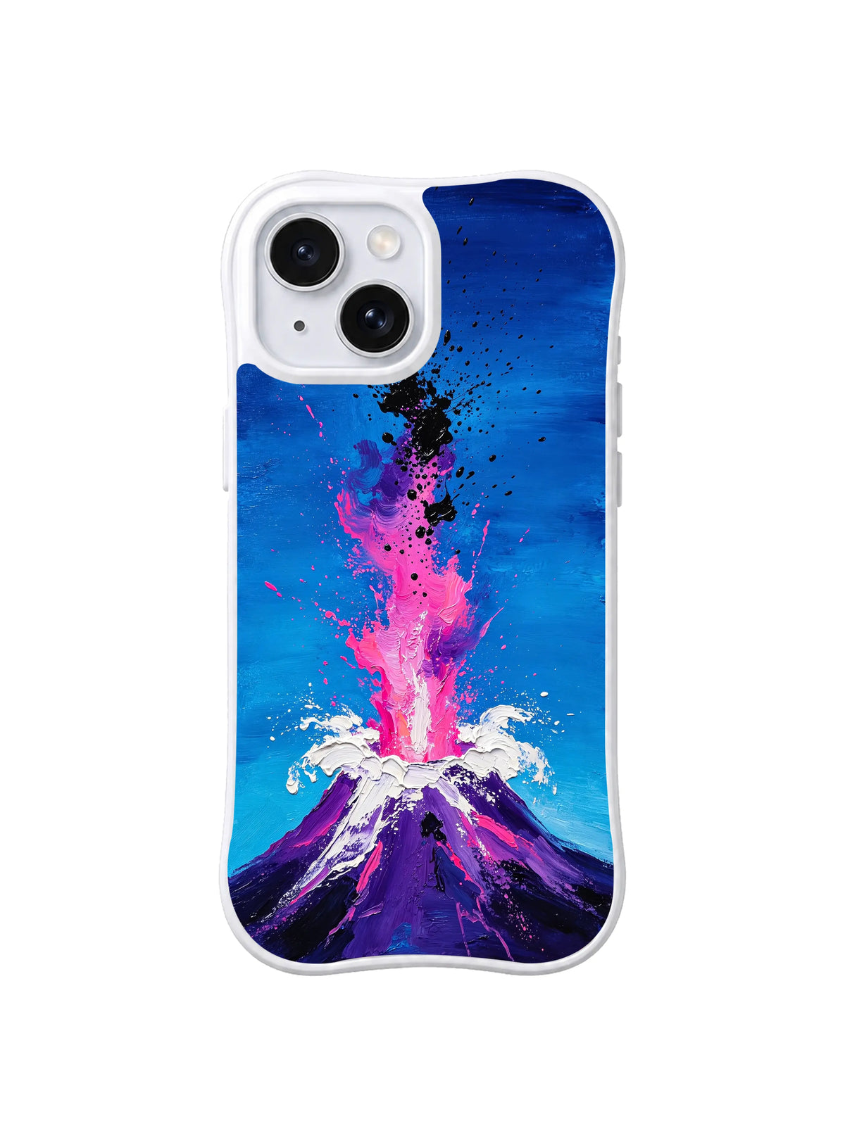 Volcanic Passion Launch blue pink abstract iPhone 15 Plus case