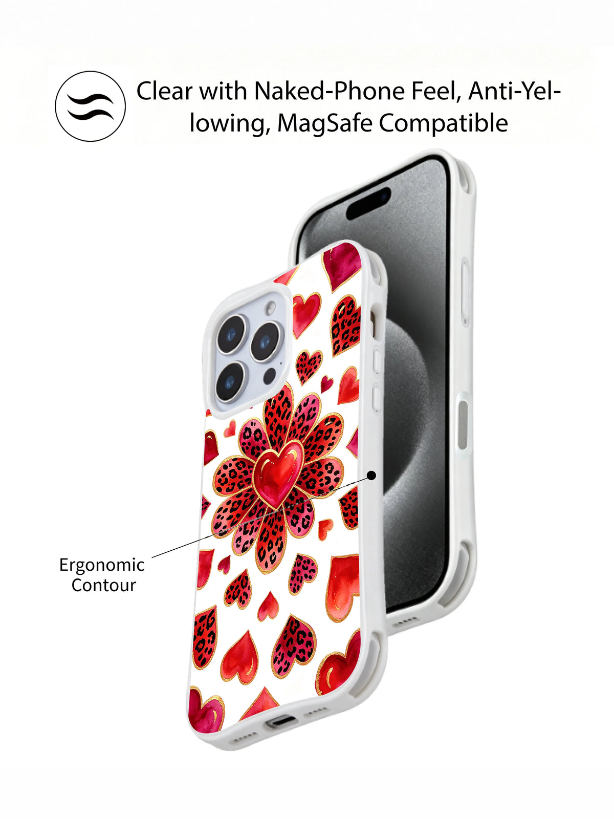 Velour Daydream Hearts leopard flower iPhone 16 Pro case view 5
