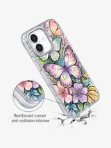 Velvet Butterfly Garden iPhone 17 case angled view