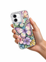 Velvet Butterfly Garden iPhone 17 case held in hand