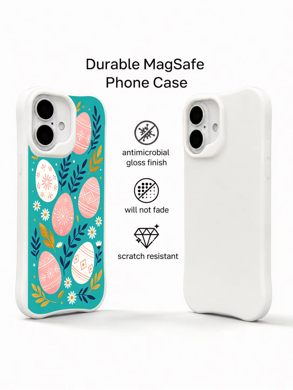 Velvet Dawn Eggs: Illustrated case beside a second rear view in a promotional layout.