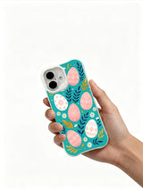Velvet Dawn Eggs: A hand holding the illustrated case.