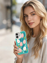 Velvet Dawn Eggs: A person holding the illustrated case outdoors.
