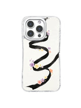 Velvet Flower Stream black ribbon with pastel flowers case