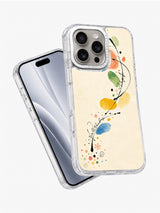 Colorful painted garden iPhone 16 Pro case angled view