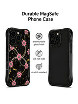 Velvet Midnight Garden black floral iPhone case front and back details