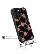 Velvet Midnight Garden iPhone 15 Pro case angled drop protection view