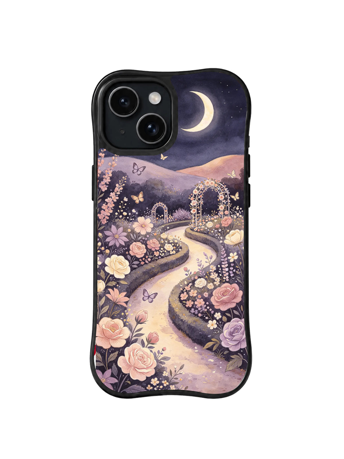 Butterfly Memory Path: Butterflies float above a winding path through muted roses.