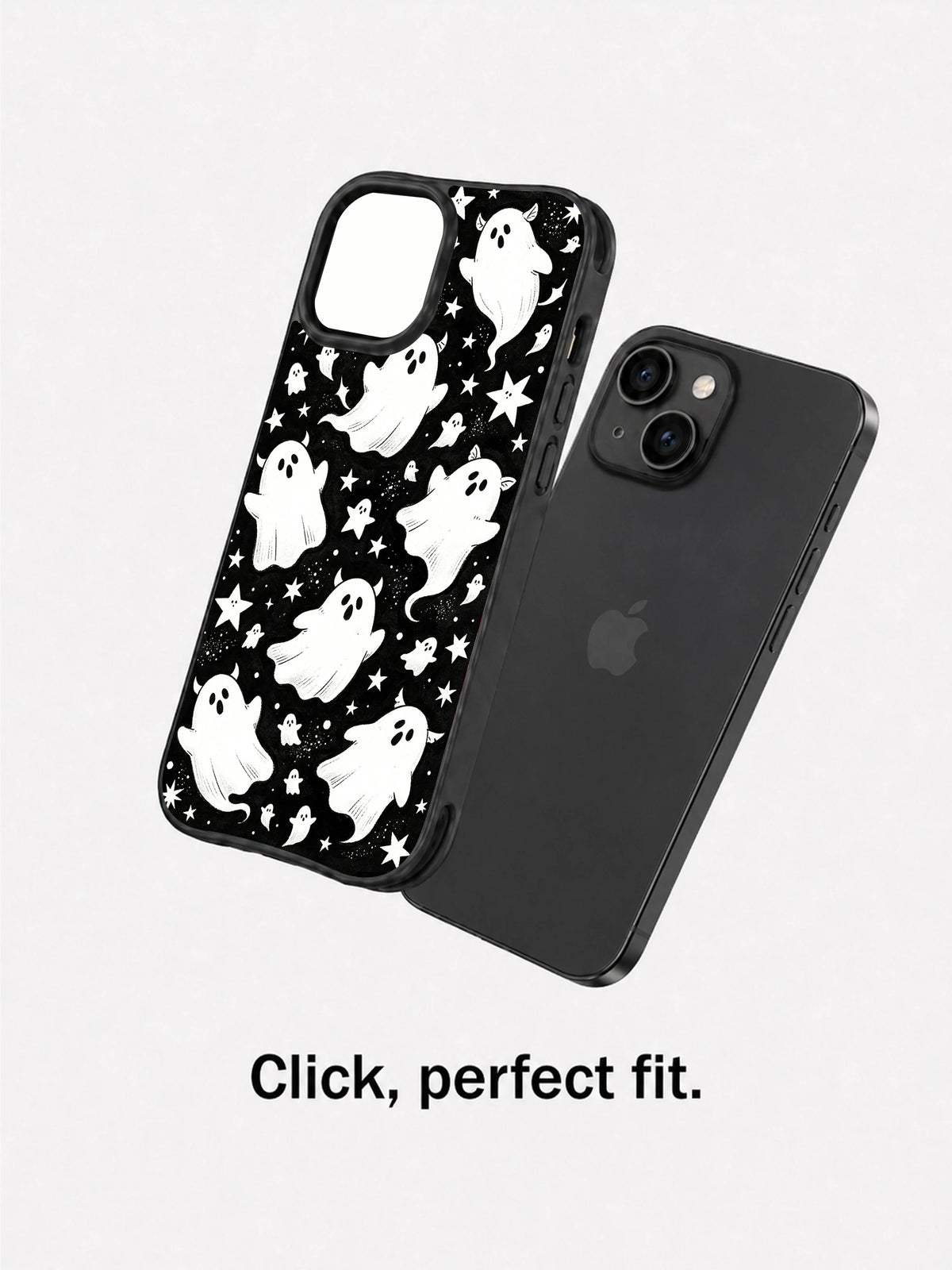 Cute gothic ghost iPhone 15 Plus case separated fit view