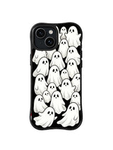 Quiet Phantom Gathering cozy gothic artwork on iPhone 15 Plus case