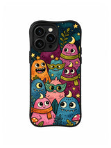 Masquerade Moon Friends: Masked and scarf-wearing creatures gather beneath small stars.