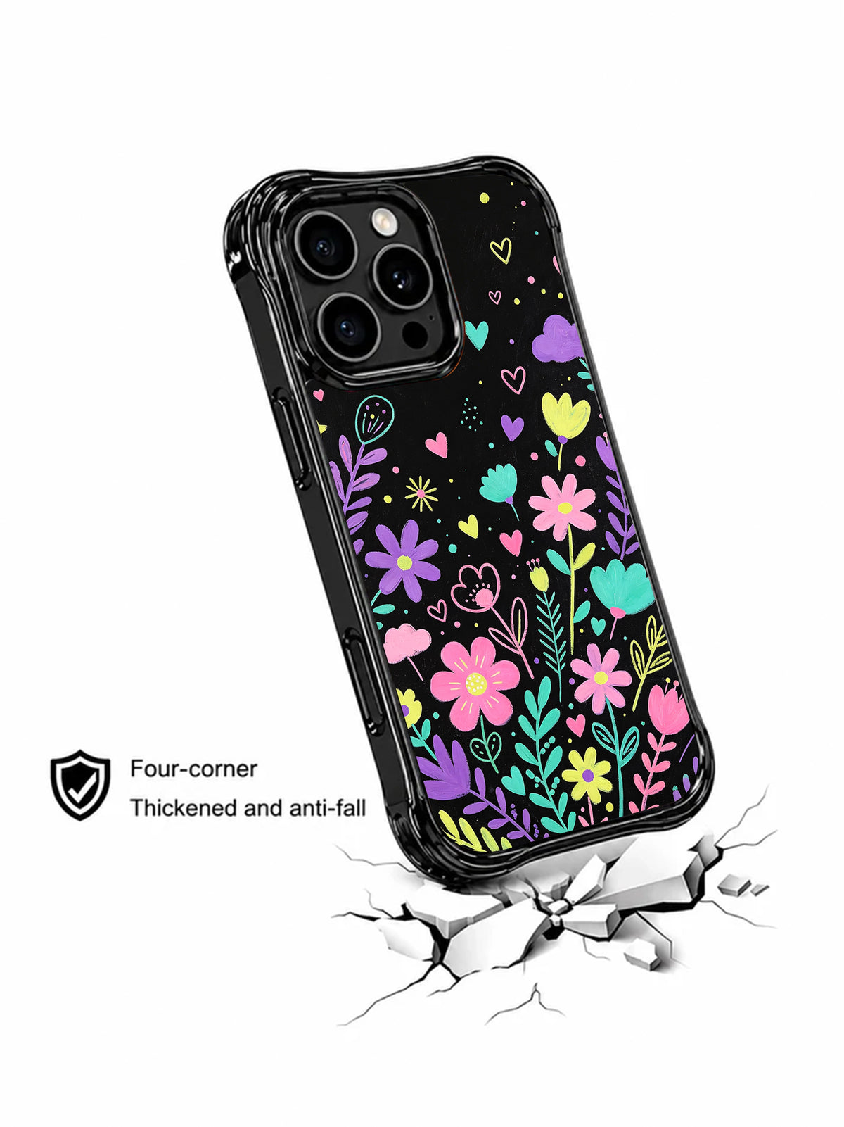 Velvet Pulse Mosaic iPhone 15 Pro case protective edge view